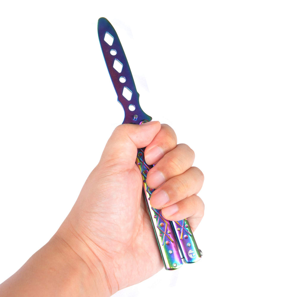 TOPCOM Butterfly Trainer rainbow finish adds visual appeal during practice.