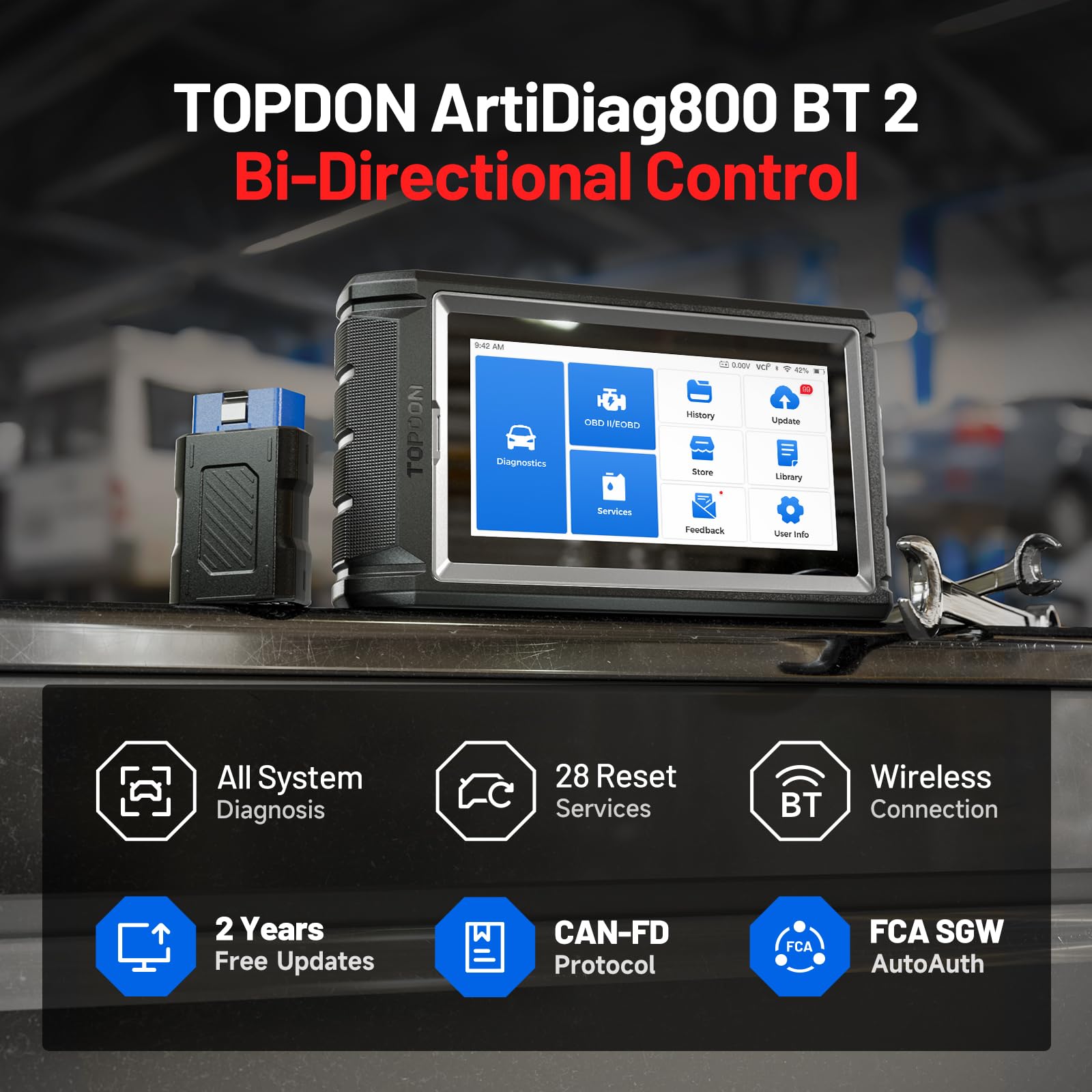 TOPDON AD800BT autovin identification and VIN data