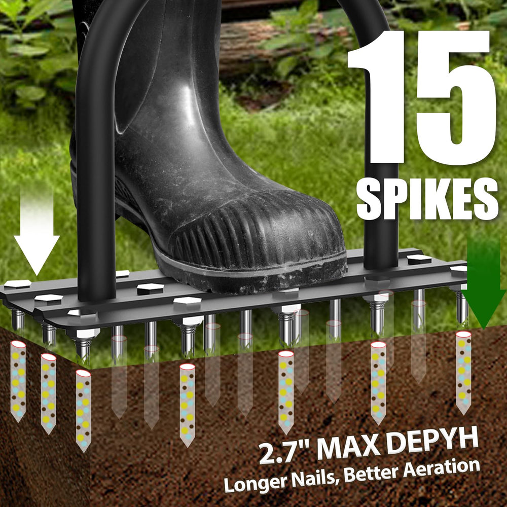 TOPHDY Aerator with height-adjustable handle for comfortable lawn care sessions.