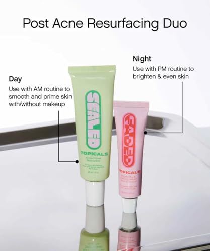 Science seal on Topicals Faded Serum indicating dermatologist-tested formulation.