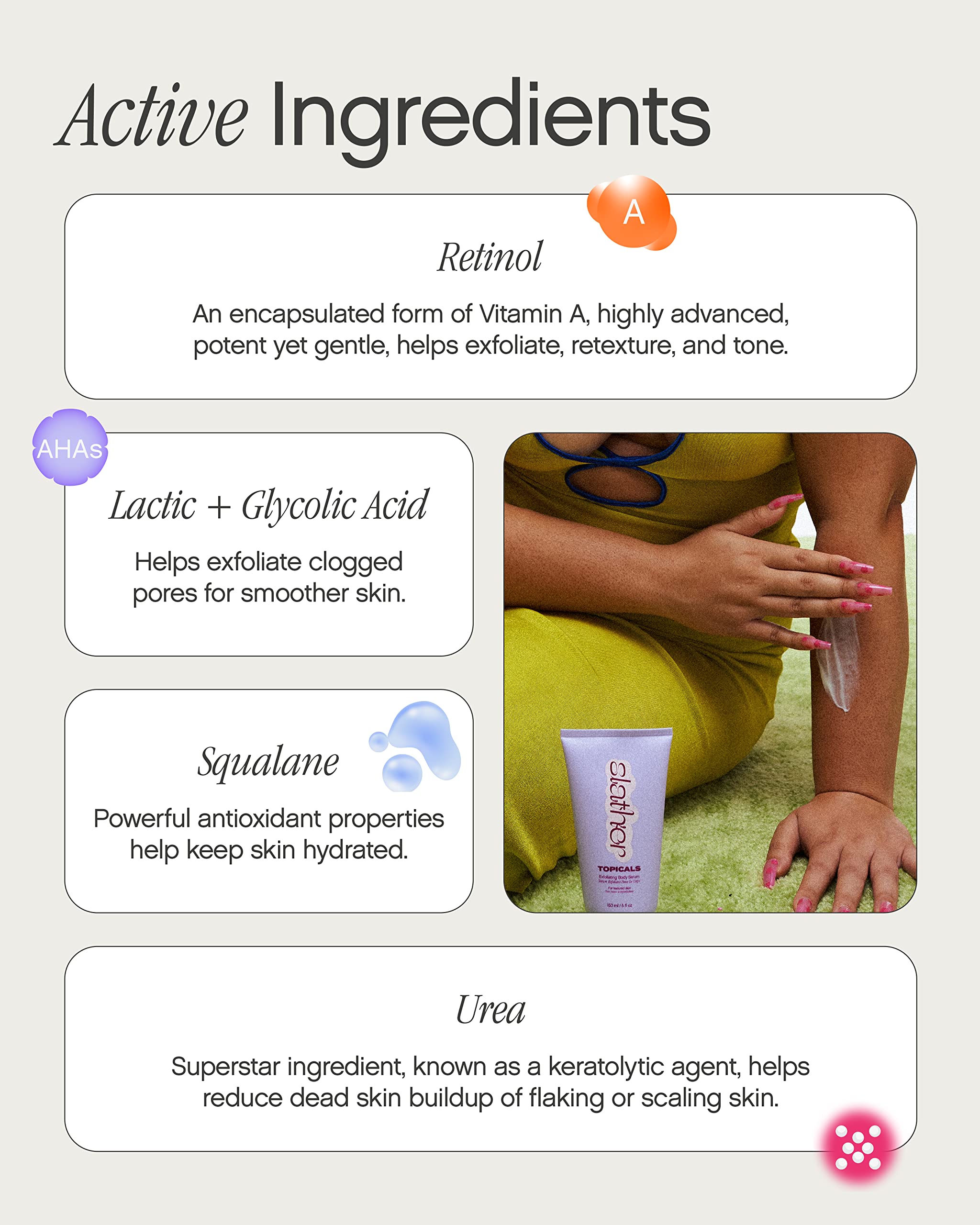 Topicals Slather hydrates skin with squalane and urea for soft skin
