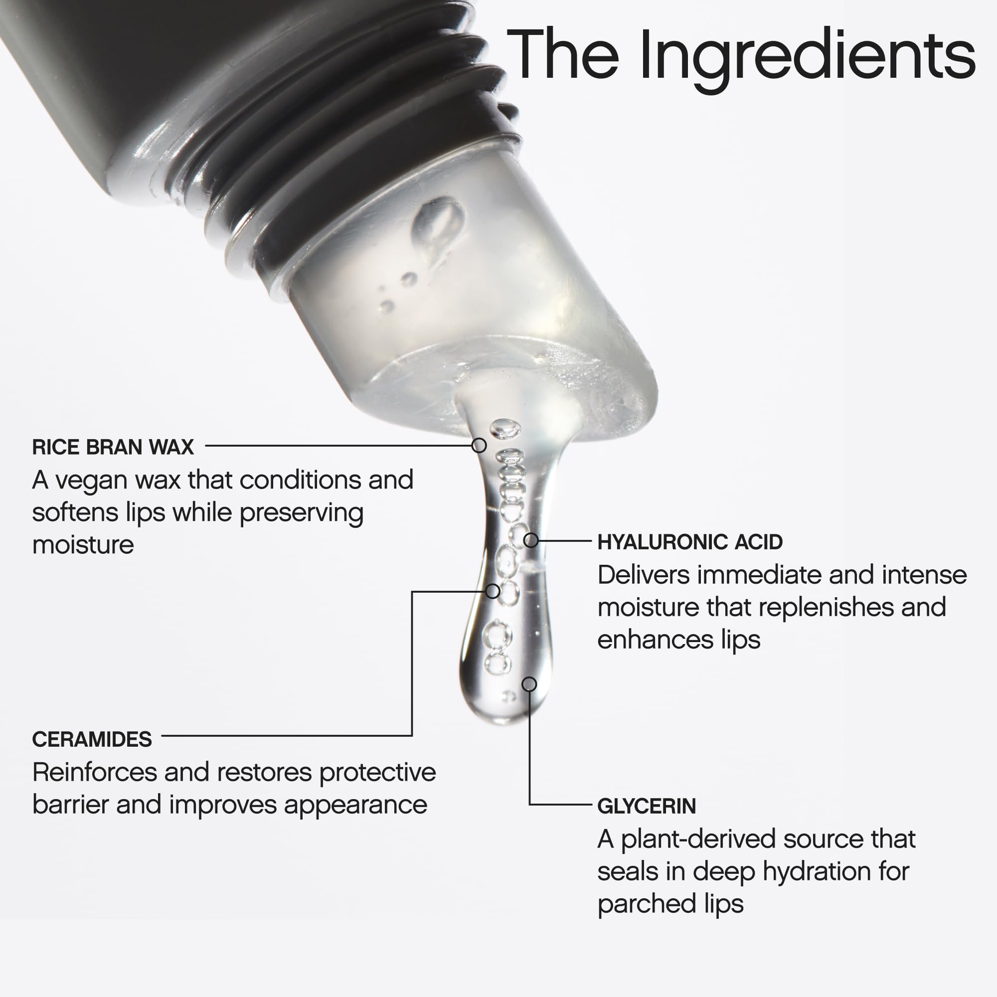 Visual of mint leaf and ingredients emphasizing peppermint oil and skin-softening hydration.