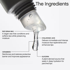 Visual of mint leaf and ingredients emphasizing peppermint oil and skin-softening hydration.