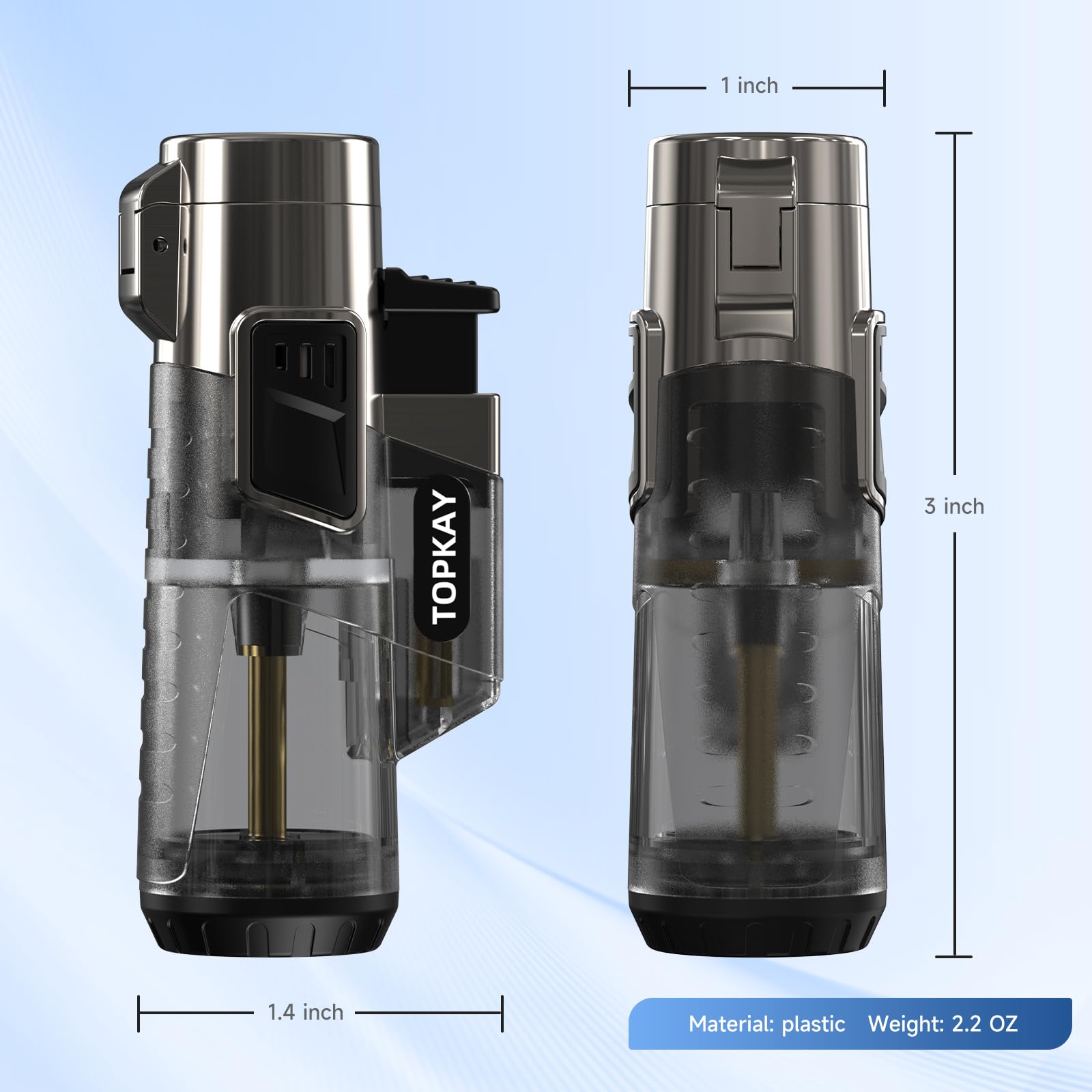 TOPKAY compact design makes the lighter portable for travel and daily tasks.