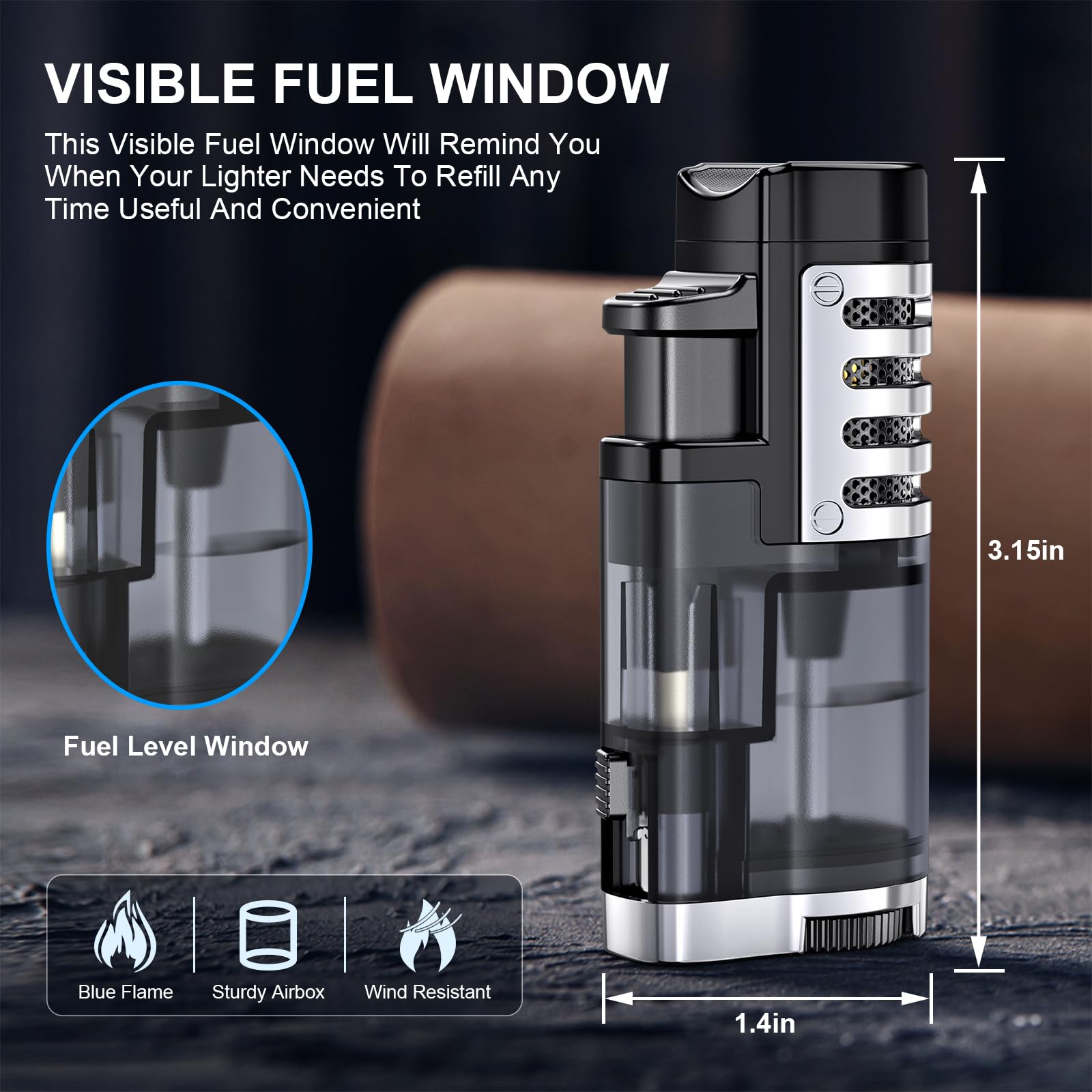 TOPKAY lighter uses a large flame height wheel for precise control.