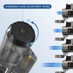 TOPKAY lighter shows a large transparent fuel tank for easy level monitoring.