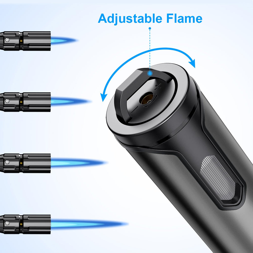 TopKAY refillable torch lighter with adjustable flame height for versatile use