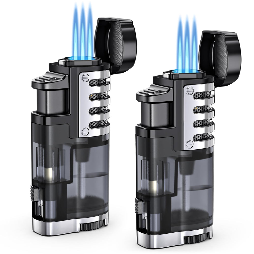 TOPKAY torch lighter with triple jet flame for reliable ignition in wind.