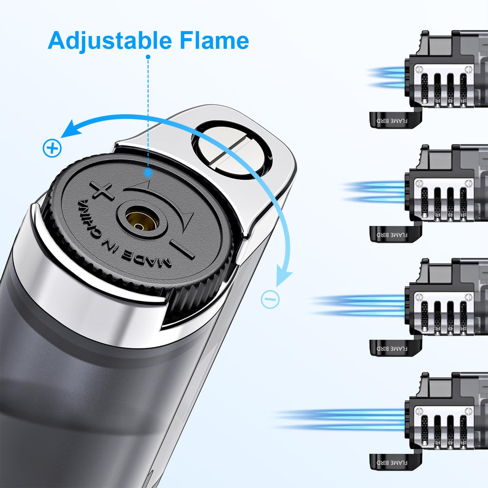 TOPKAY torch lighter shows visible fuel level for easy refills.