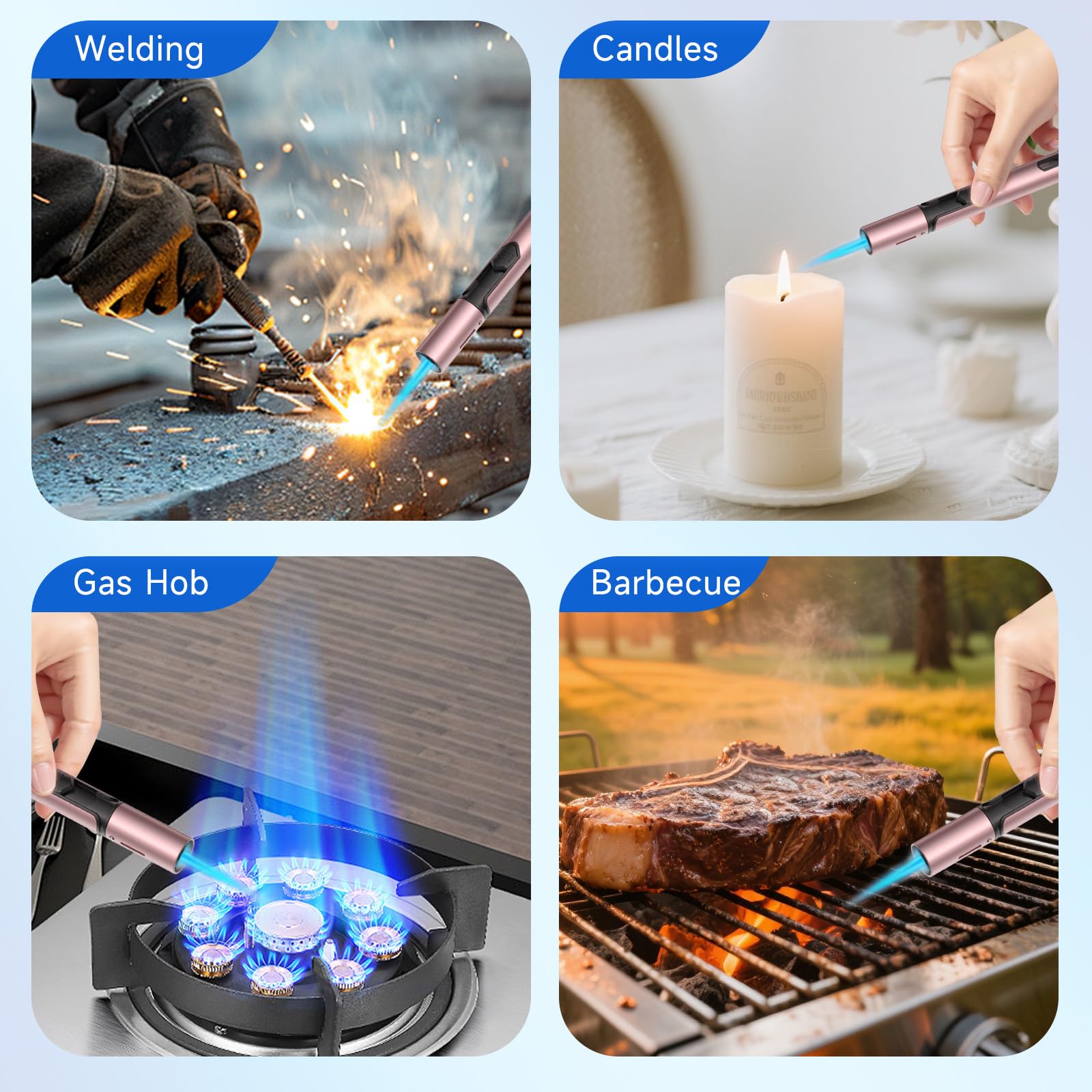 TOPKAY refillable butane lighter with large fuel window for easy refills.