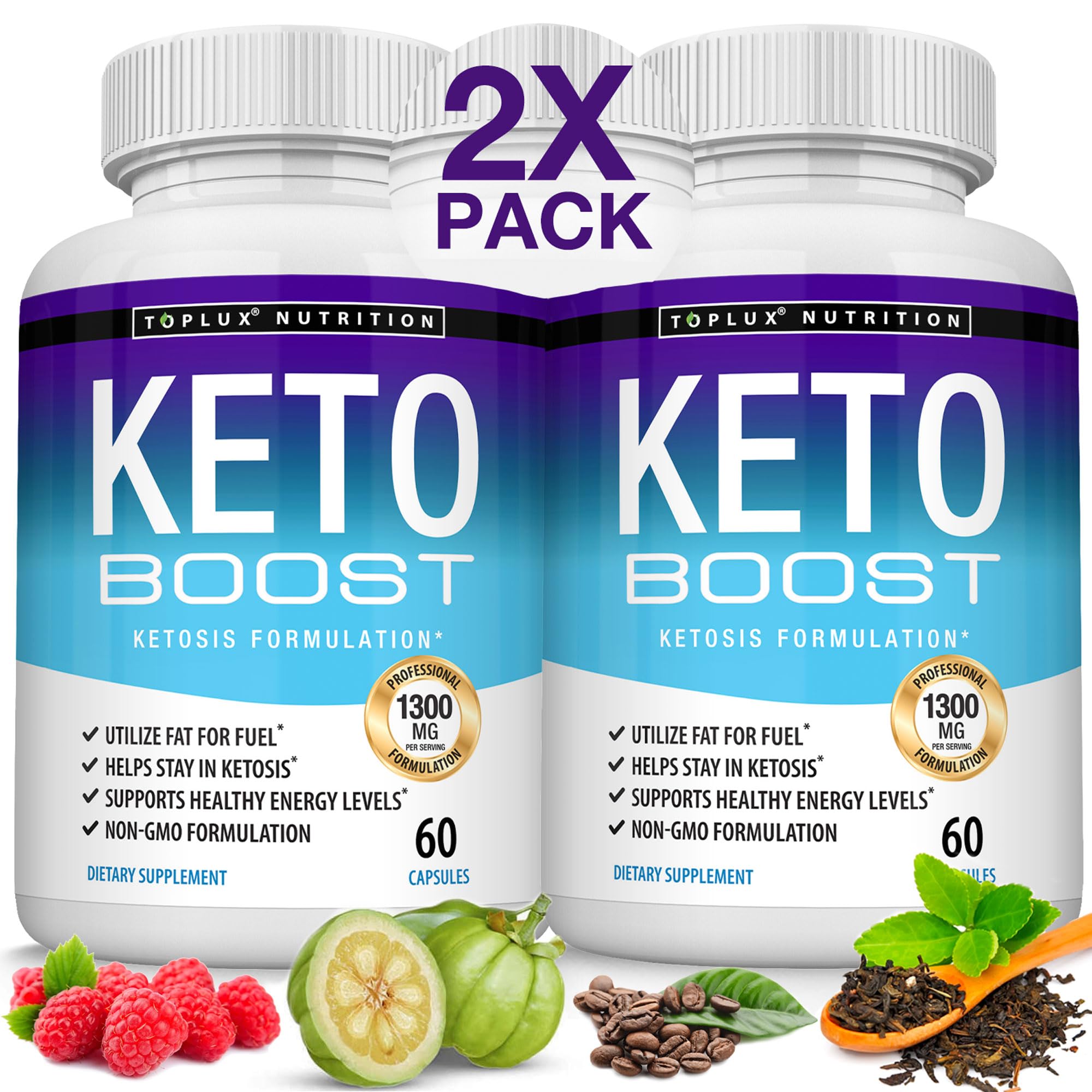 Toplux Keto Boost bottle front with sleek label for ketosis support.