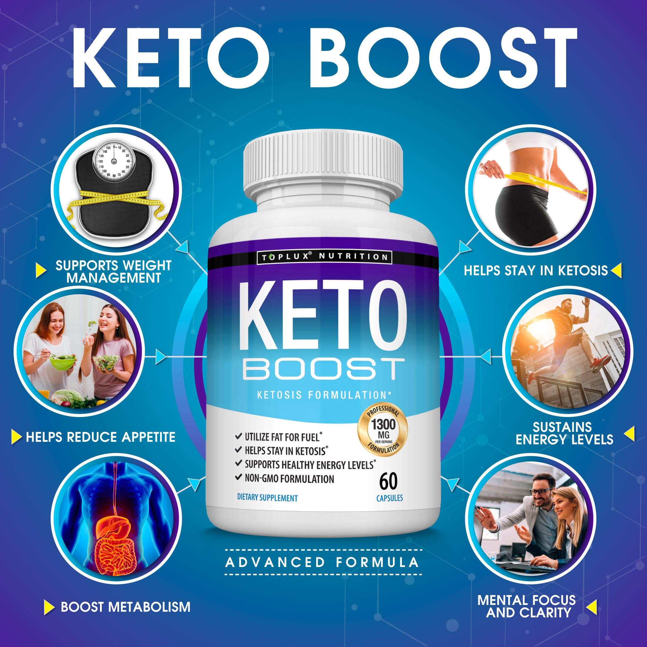 Closeup of Keto Boost capsules highlighting natural ingredients and easy daily use.