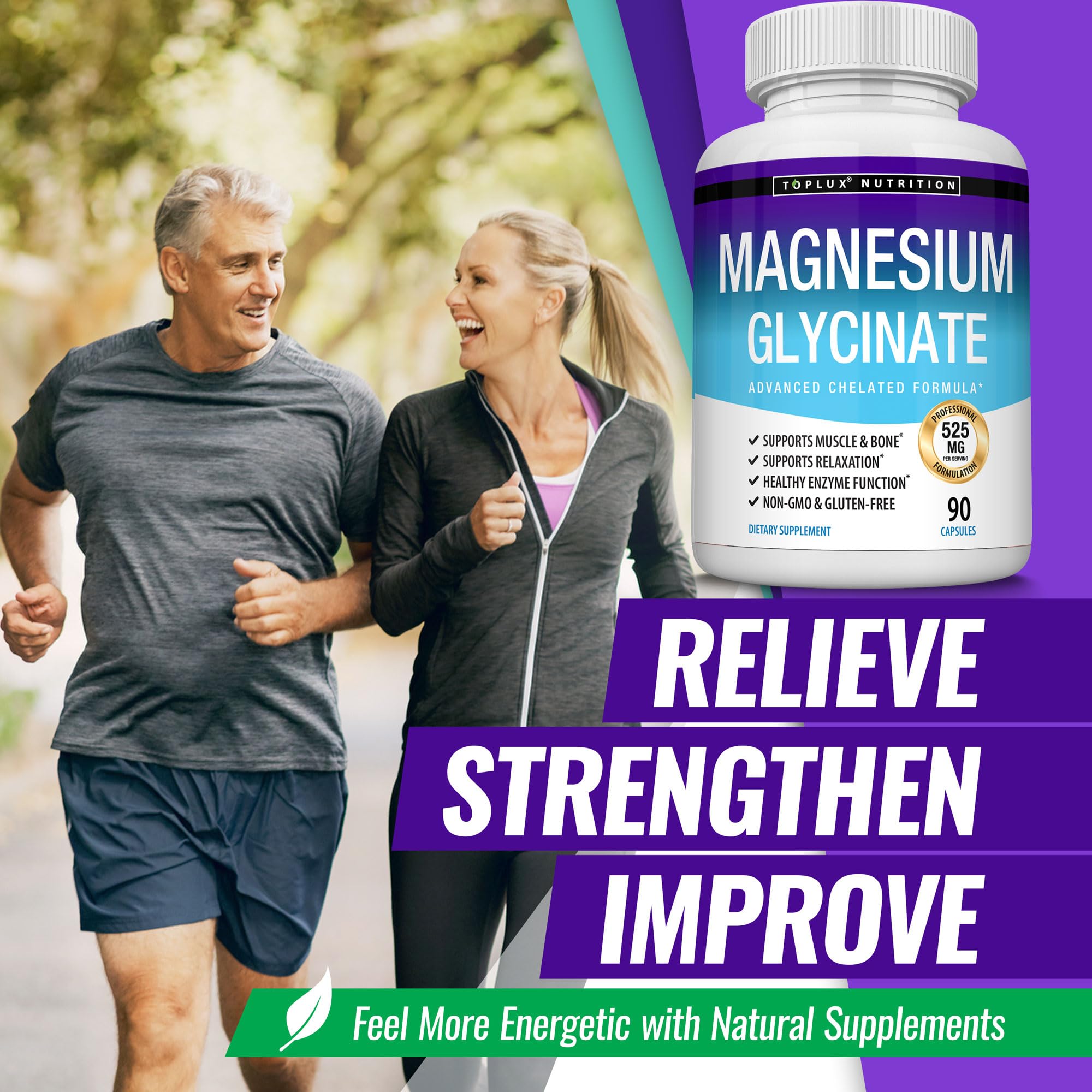 Toplux Magnesium Glycinate packaging on table ready for daily routine.
