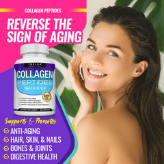 Toplux Multi Collagen Pills label detail emphasizing the five-type blend for skin and joints
