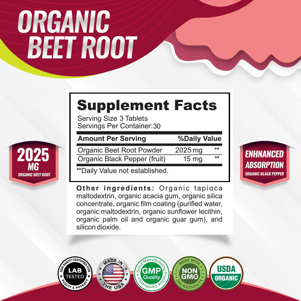 Toplux packaging displaying organic beet root tablets for vitality.