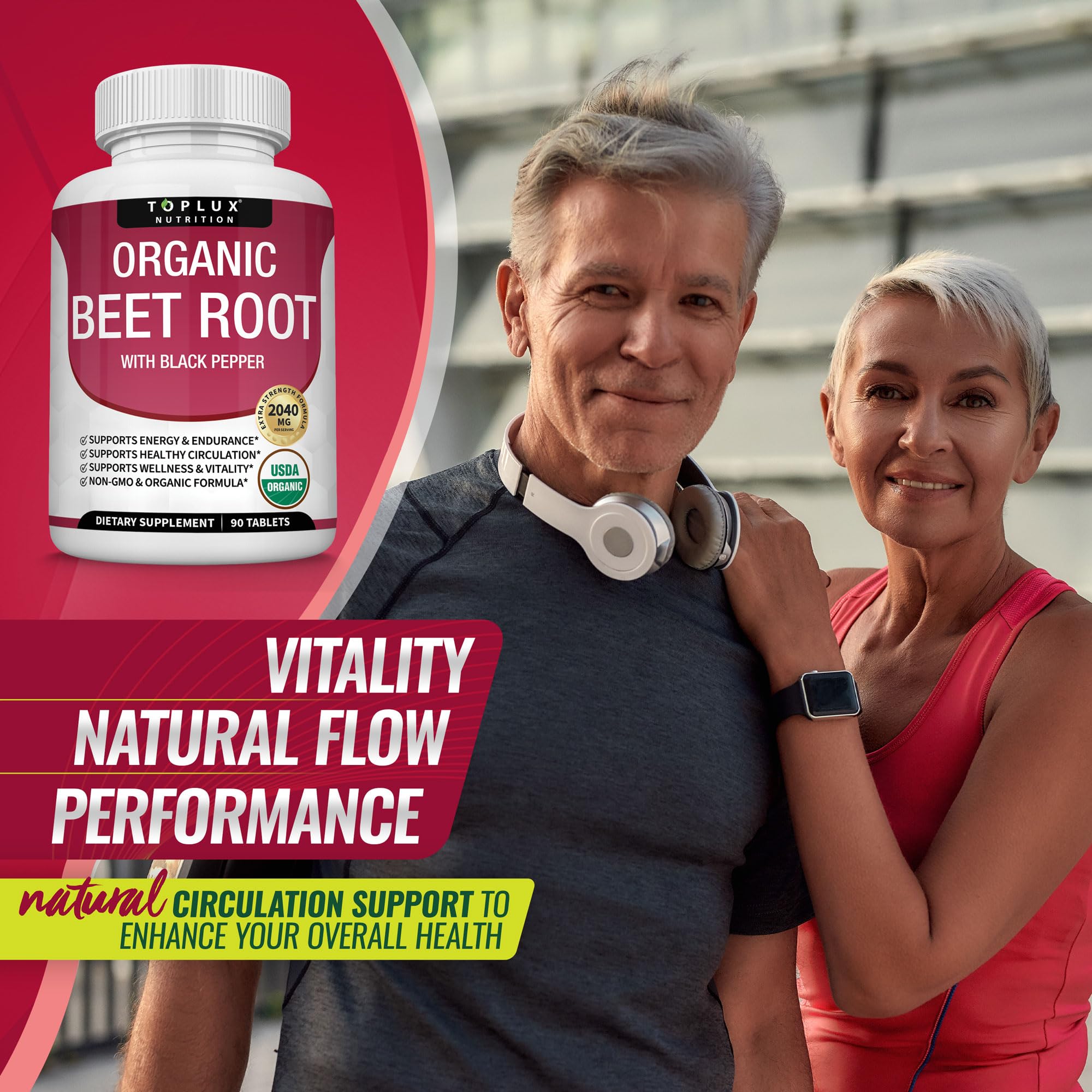 Toplux ready-to-take beet root tablets for everyday wellness.