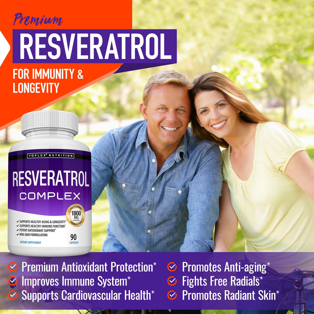 Toplux Resveratrol capsules close-up emphasizing high-dose potency