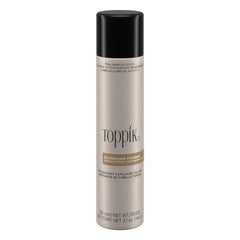 TOPPIK colored hair thickener spray in light brown for fuller roots.