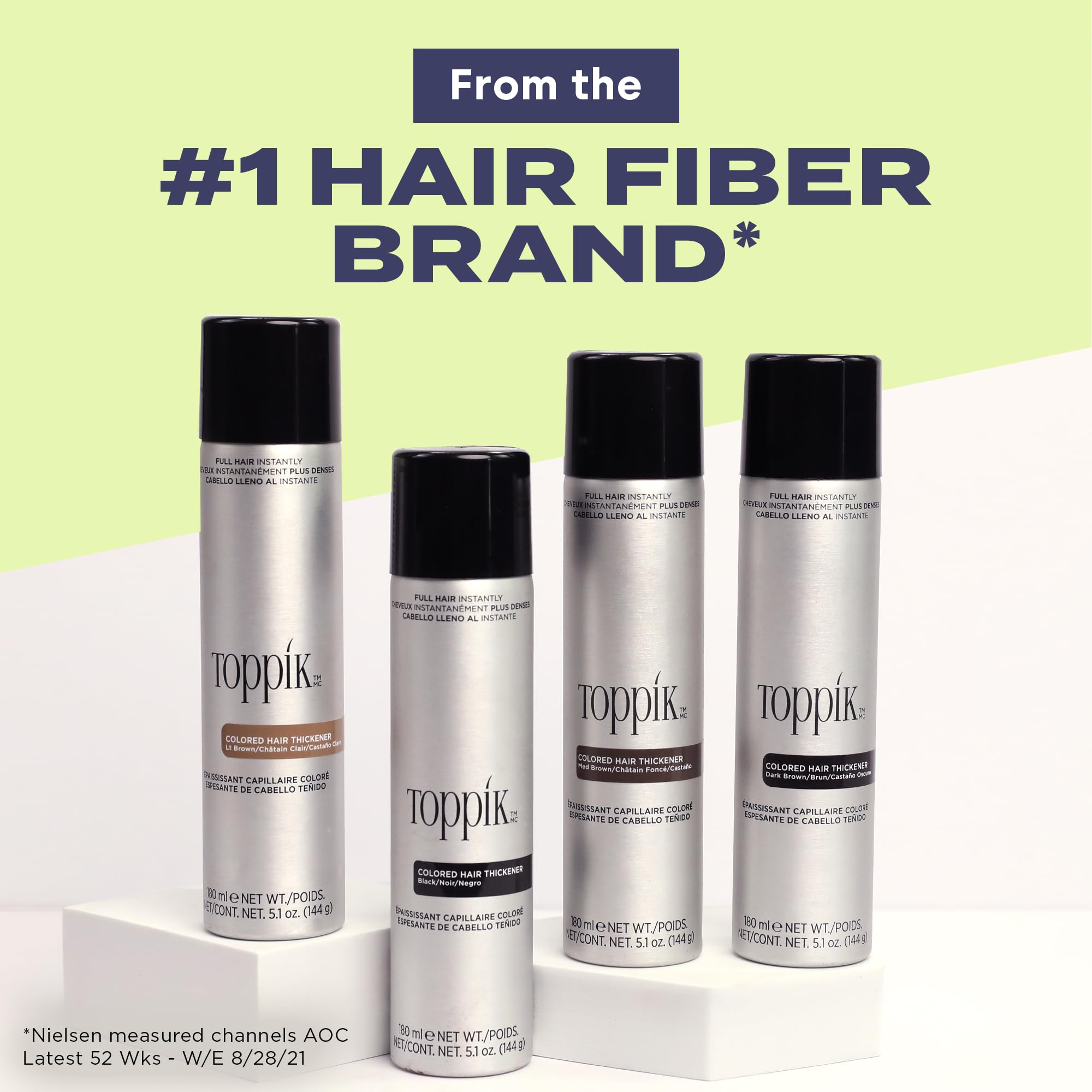 Black shade pigments blend naturally to cover thinning areas.