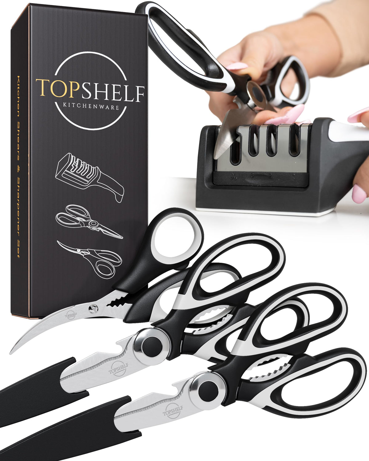 TopShelf Kitchenware heavy-duty shears close-up blade for precise cuts.