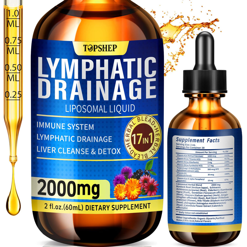 TOPSHEP Liposomal Lymphatic Drainage Drops bottle with 2000 mg blend for daily support
