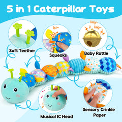 Topsochir caterpillar soft plush textures invite tactile exploration