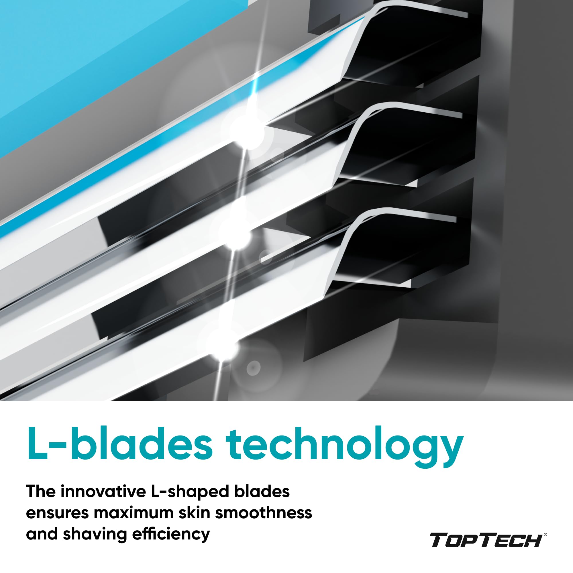 Toptech Razor 3 lubricating strip with Aloe promotes comfortable shaving.