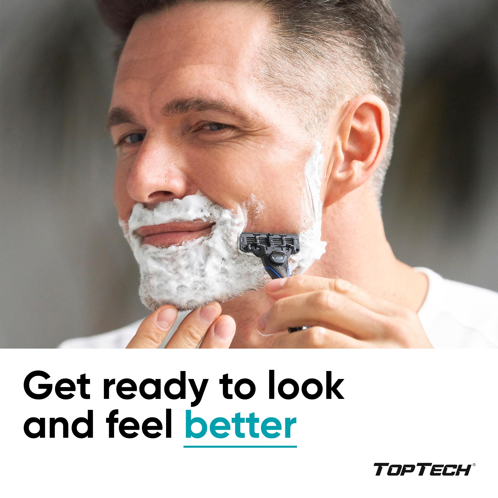 Toptech Razor 3 with three blades provides efficient cutting on sensitive skin.