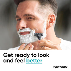 Toptech Razor 3 with three blades provides efficient cutting on sensitive skin.