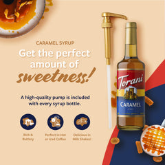 Torani caramel syrup as dessert topping on ice cream and waffles.