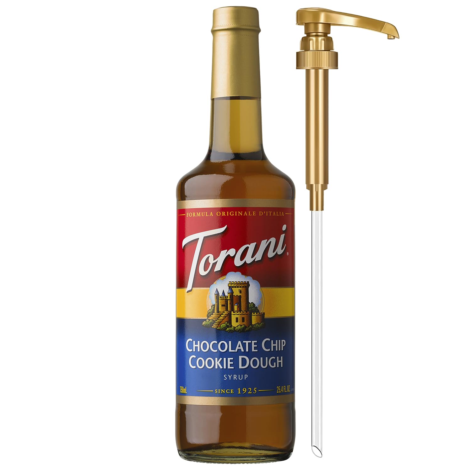 Torani Chocolate Chip Cookie Dough Syrup bottle adds rich flavor to beverages and desserts