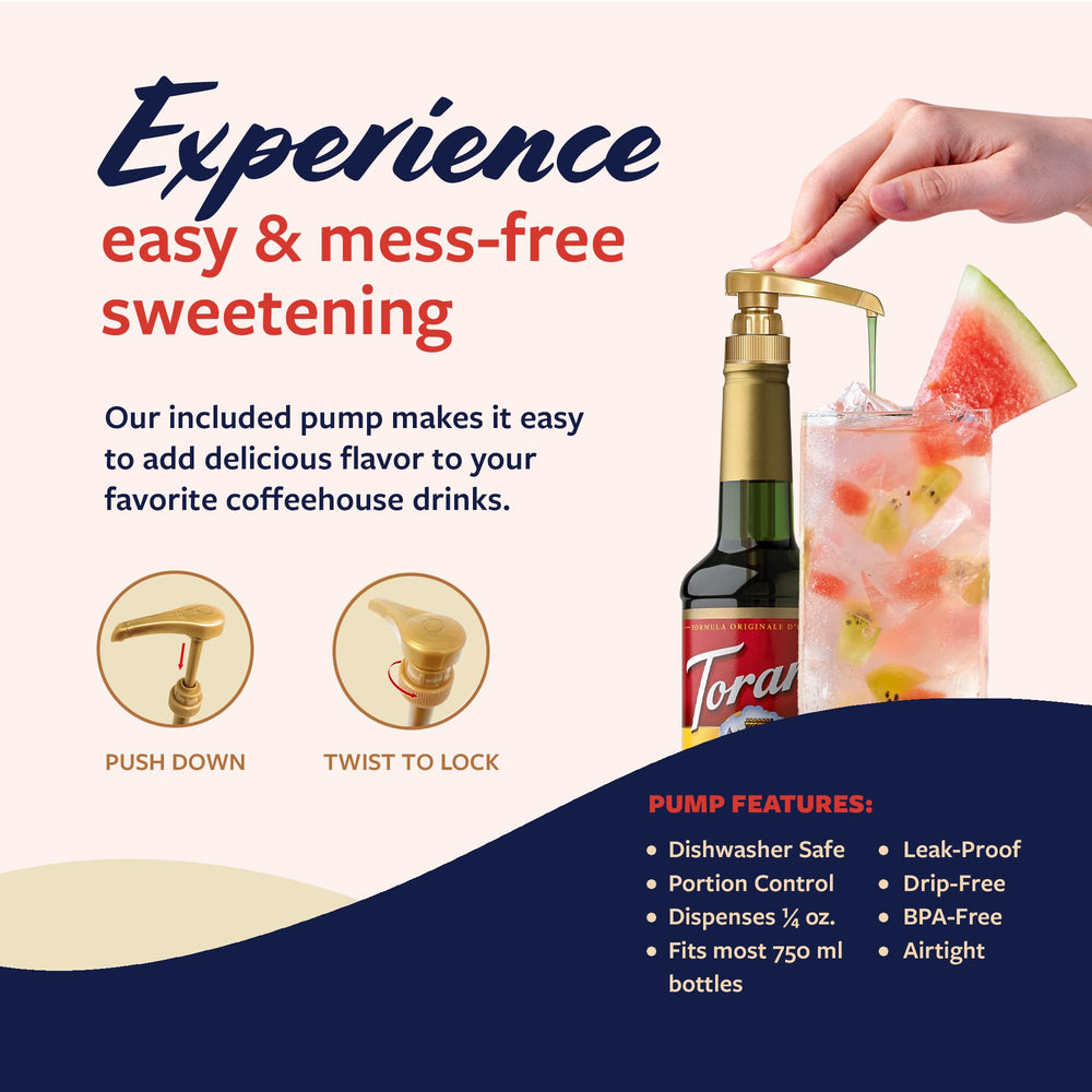 Torani Kiwi Syrup in a glass with ice, ready for a refreshing drink.
