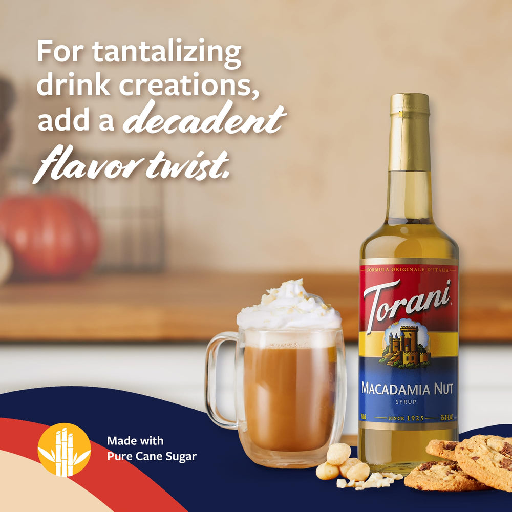 Dessert drizzle using Torani Macadamia Nut Syrup for tropical notes
