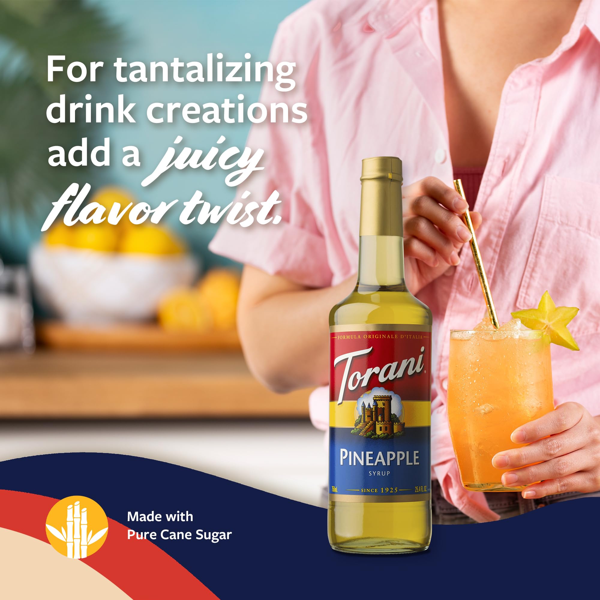 Torani Pineapple Syrup cocktail-ideas image, inspiring tropical drinks and creative recipes.