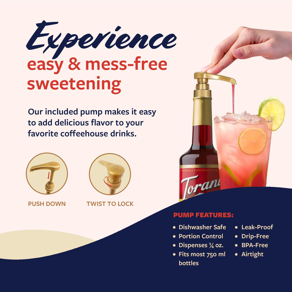Torani Pomegranate Syrup over ice tea and lemonade for bright notes.
