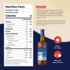 Torani Sugar Free Brown Sugar Cinnamon syrup bottle shows zero calories on the label.