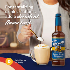 Pump included on Torani bottle enables quick, mess-free flavoring.