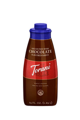 Torani Sugar-Free Dark Chocolate Sauce bottle showing rich flavor for desserts