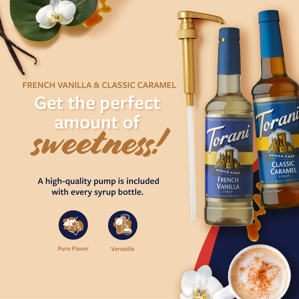 Torani Sugar Free French Vanilla syrup bottle for beverages