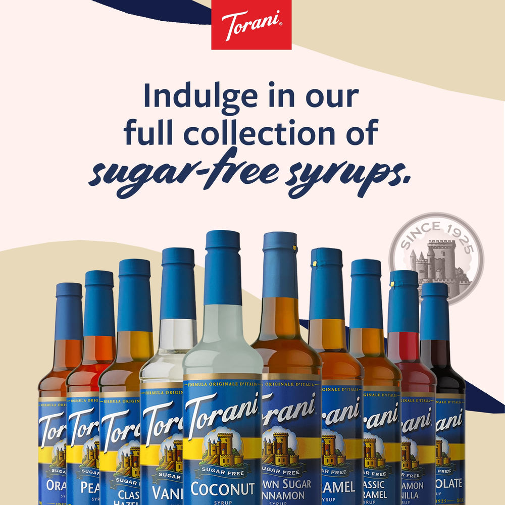Cocktail or mocktail using Torani Peach Syrup for depth.