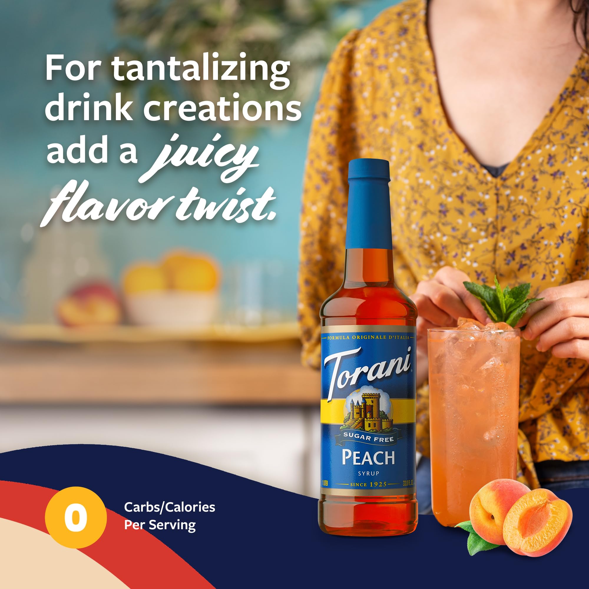 Sparkling soda with Torani Peach Syrup for peach twist.
