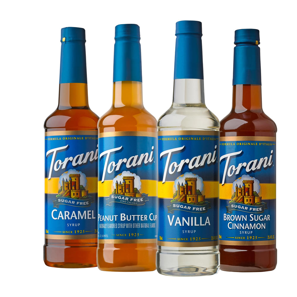 Torani Sugar Free Peanut Butter Cup bottle for sugar-free coffee customization