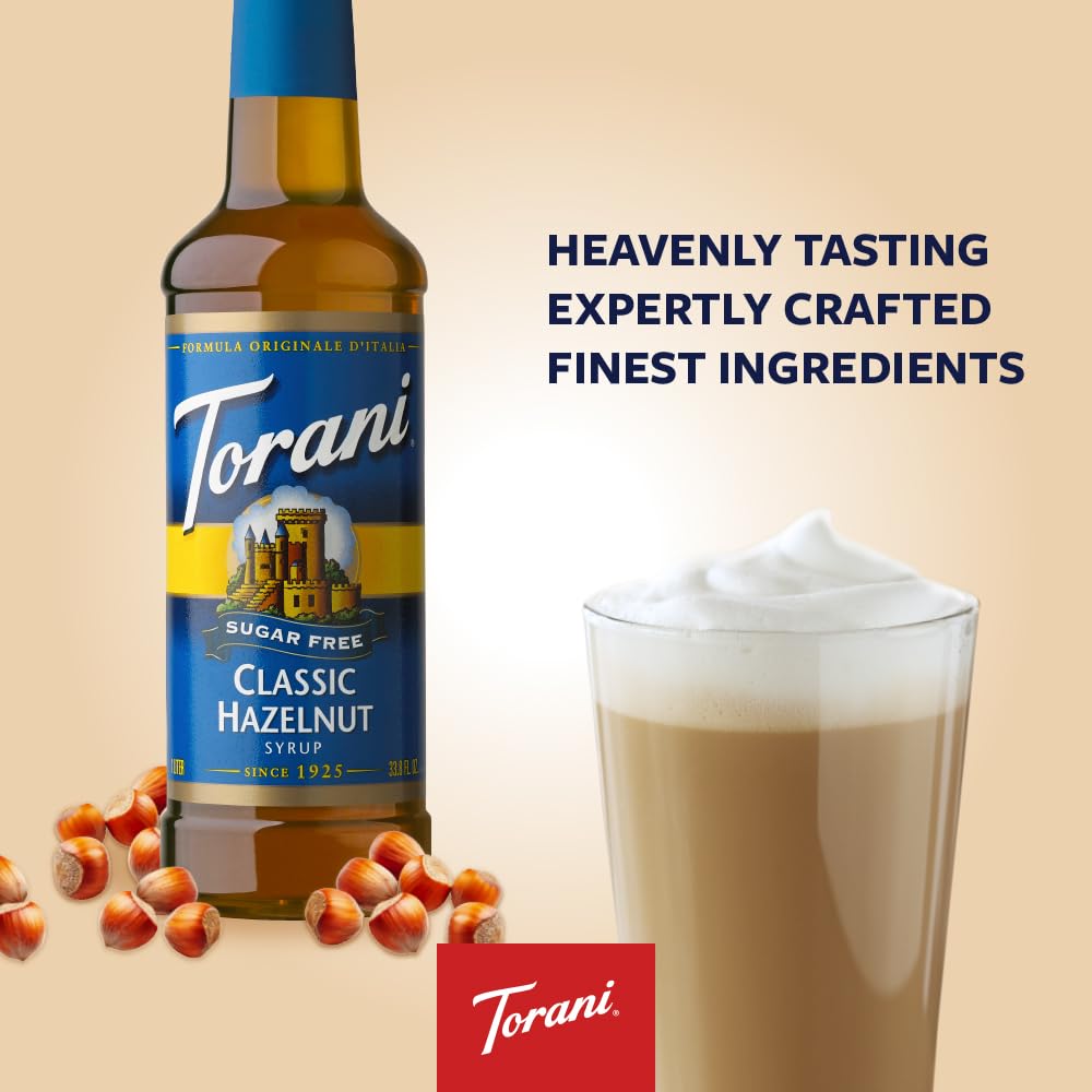 Torani Sugar Free bottle with pump for easy flavoring