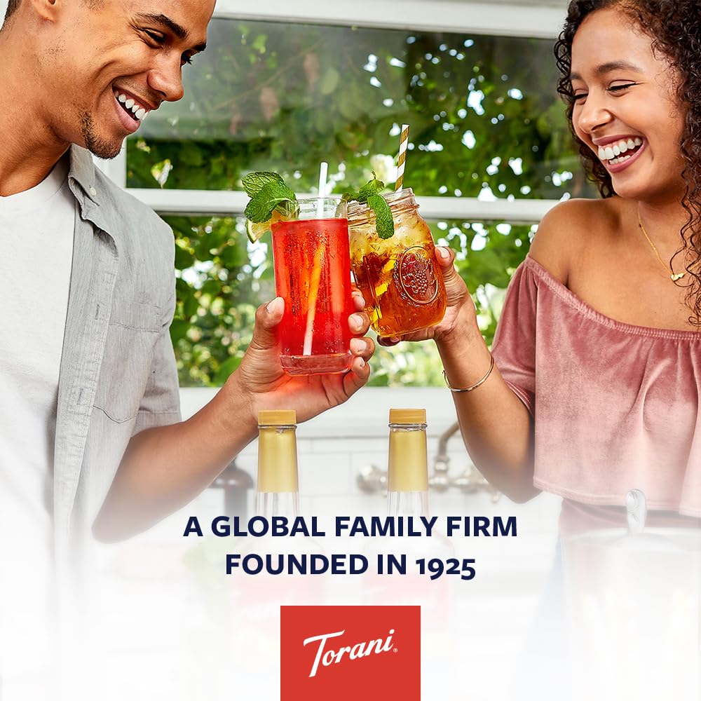 Torani Sugar Free label close-up highlights natural flavors