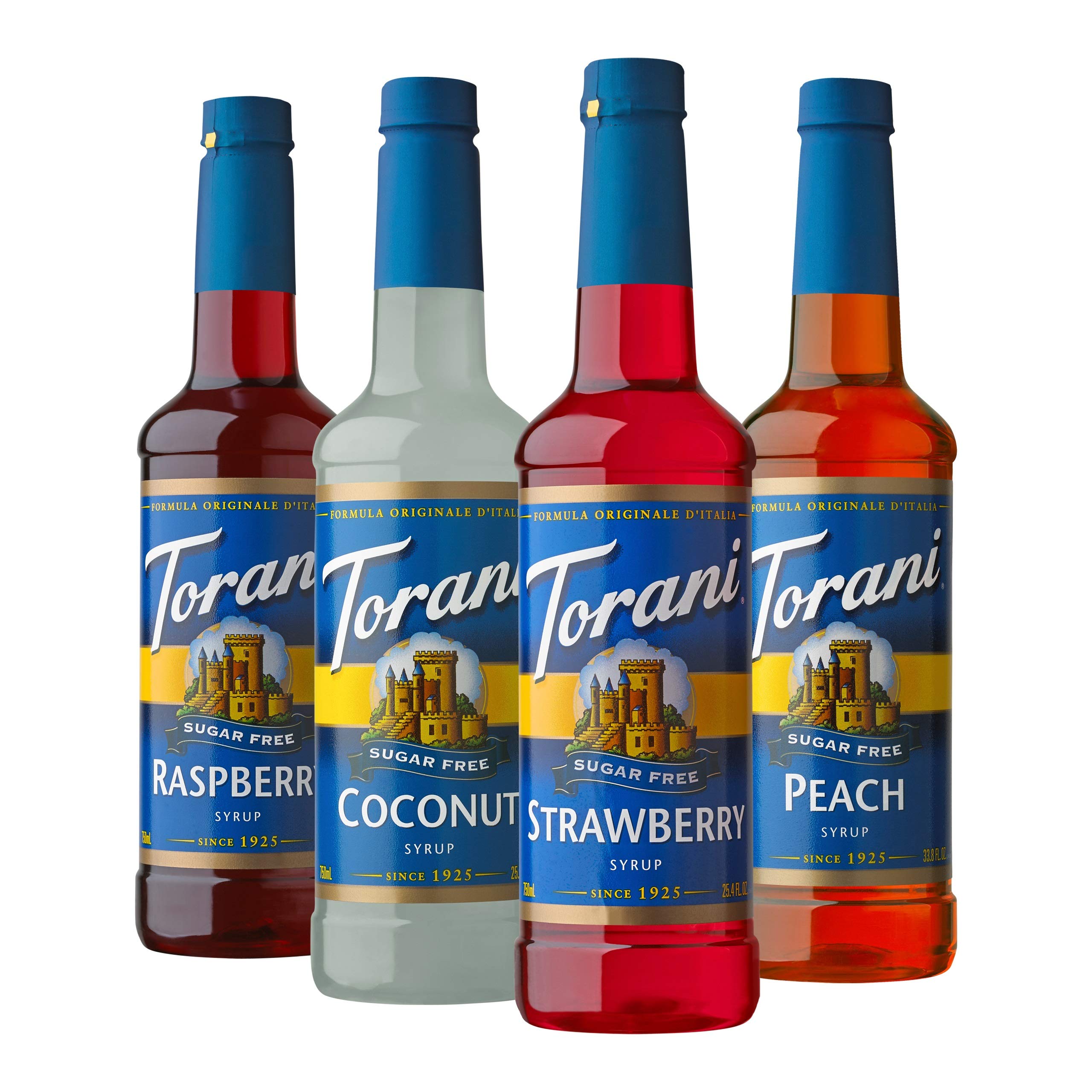 Torani sugar free strawberry syrup bottle for refreshing Italian sodas