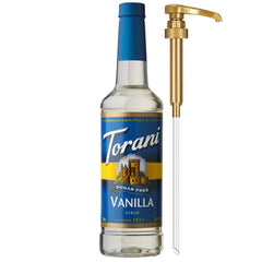 Torani Sugar Free Vanilla Syrup pump for mess-free daily use