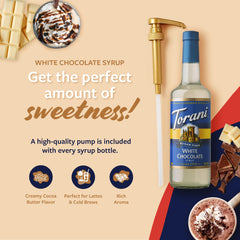 Torani Sugar Free White Chocolate Syrup pour into coffee for creamy flavor.