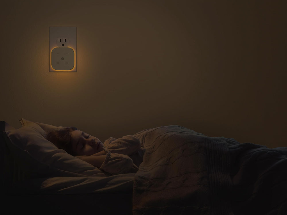 TORANKOS two-pack night light plugged in for a gentle, dim glow at night