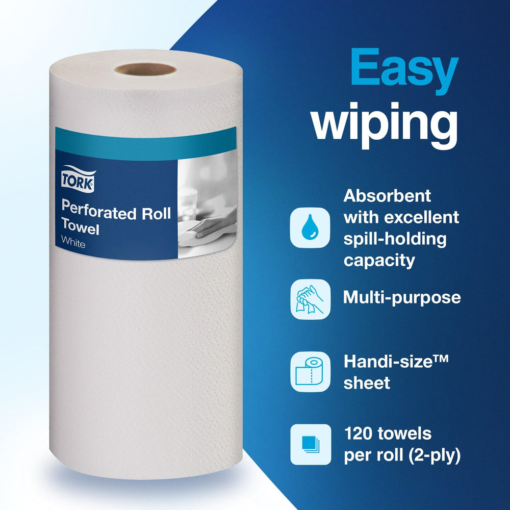 Tork Handi-Size towel white absorbent sheets ready for busy kitchen or restroom tasks