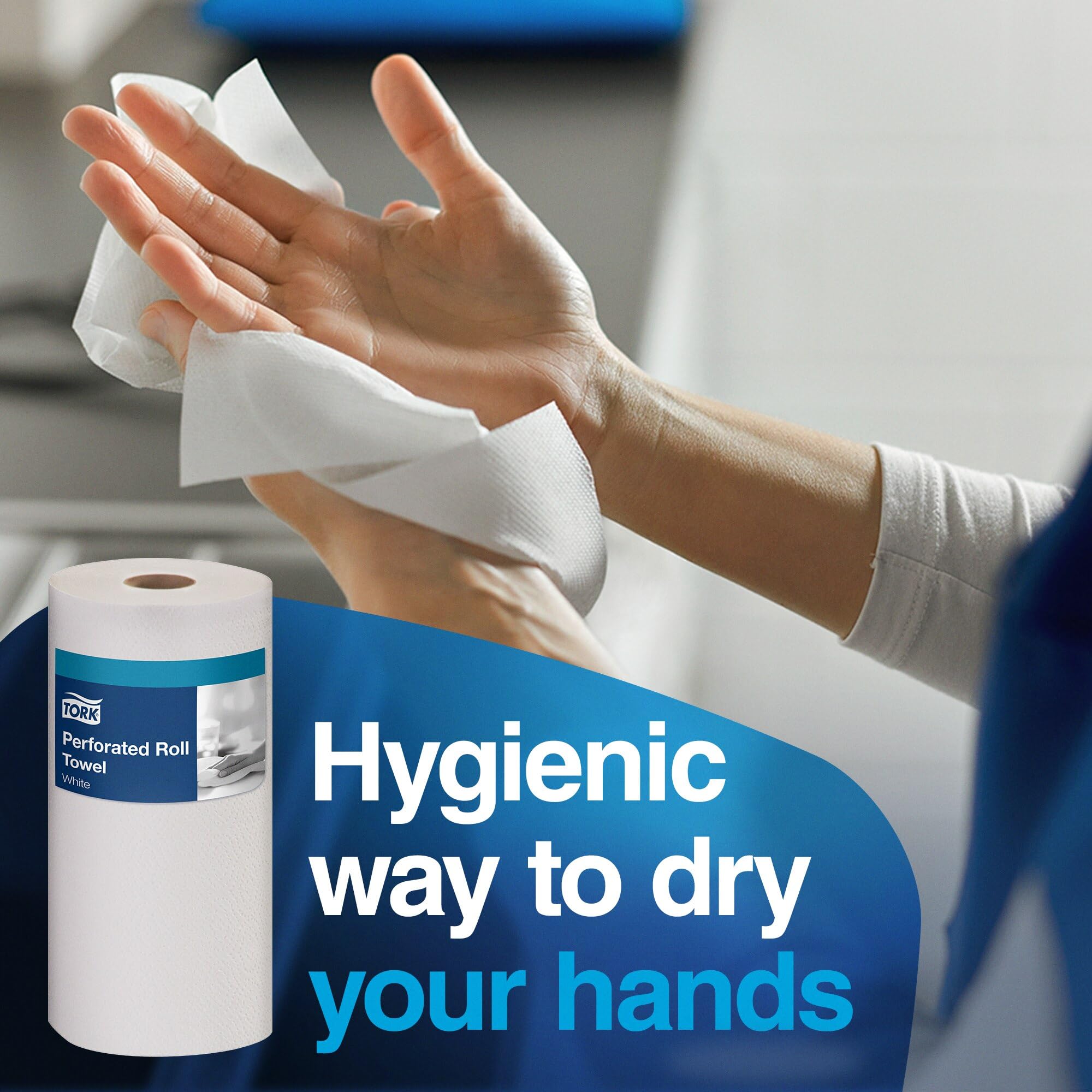 Tork Handi-Size towel white protective packaging scene keeps rolls clean